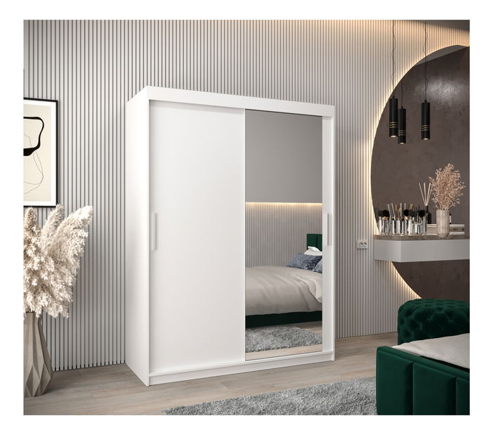 Šatní skříň 150 cm Toki 2 (Bílá matná + Bílá matná)