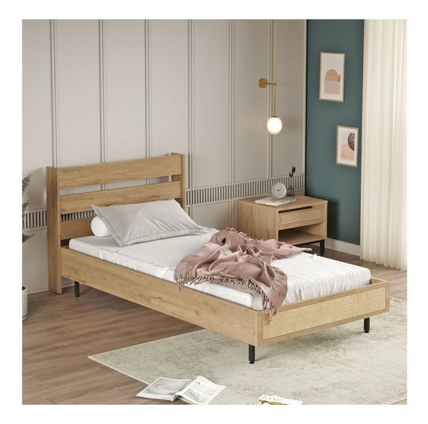 Jednolůžková postel 100 cm Otto 13 (bez roštu) (ořech + dub + černá)