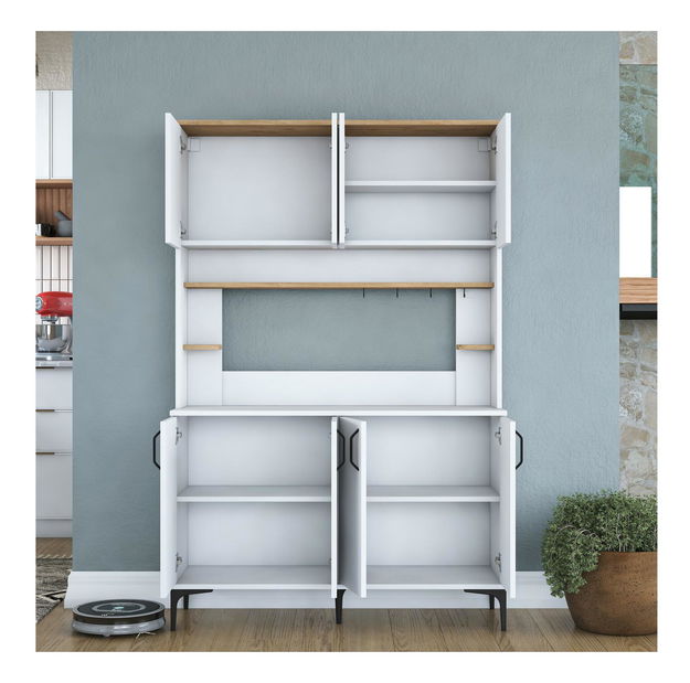 Policová skříň Jenaretta 176 (bílá + ořech)