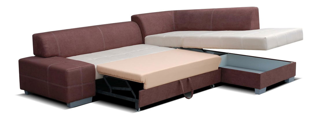 Rohová sedací souprava Cosma (hnědá + světle hnědá) (P)