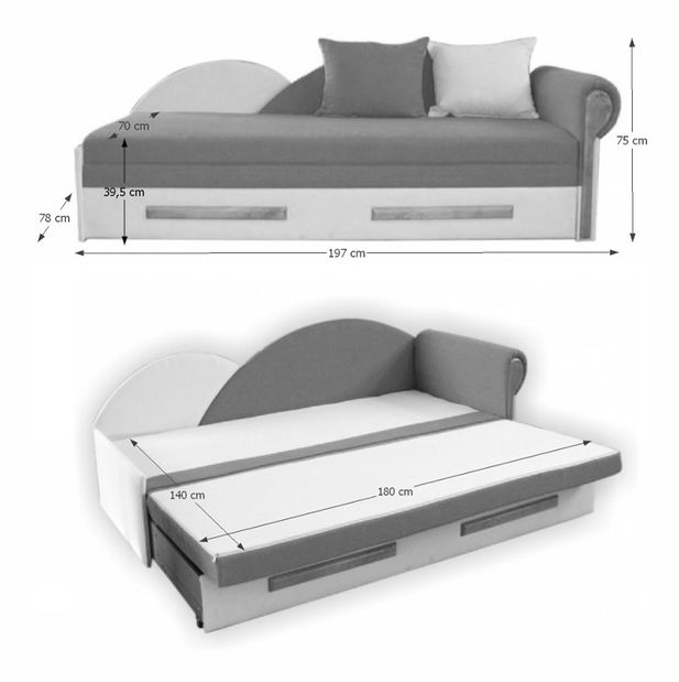 Pohovka Diane pomeranč + béžová (P)