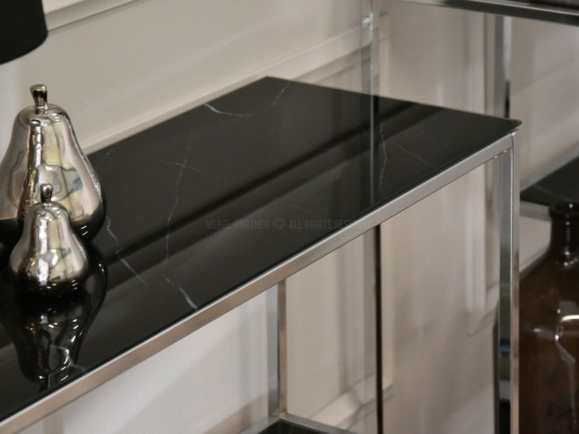 Konzolový stolek Bella Kons Bis (černý mramor + chromová)