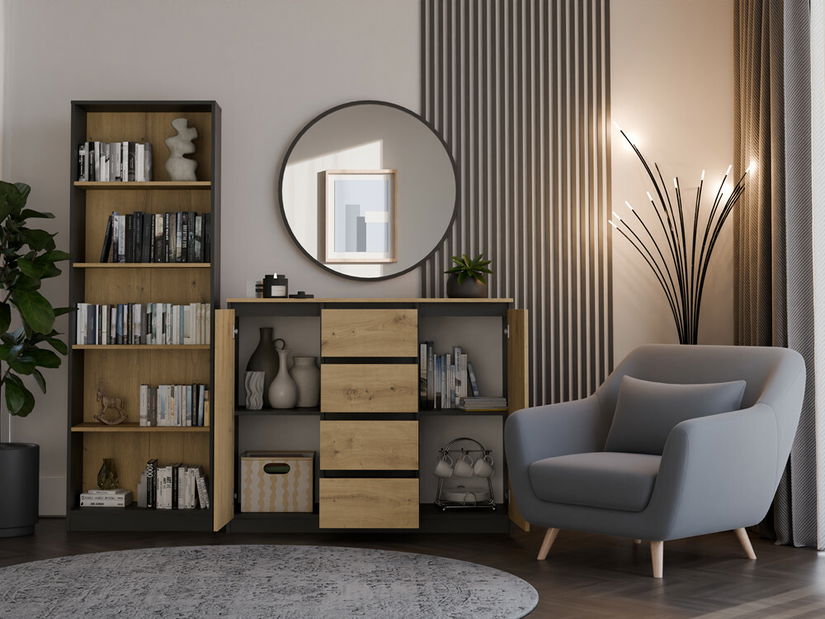 Komoda Musecalo 8 (antracit + bílá)