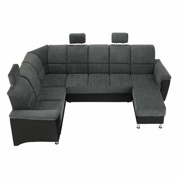 Rohová sedací souprava U Stan (černá + tmavě šedá) (L)