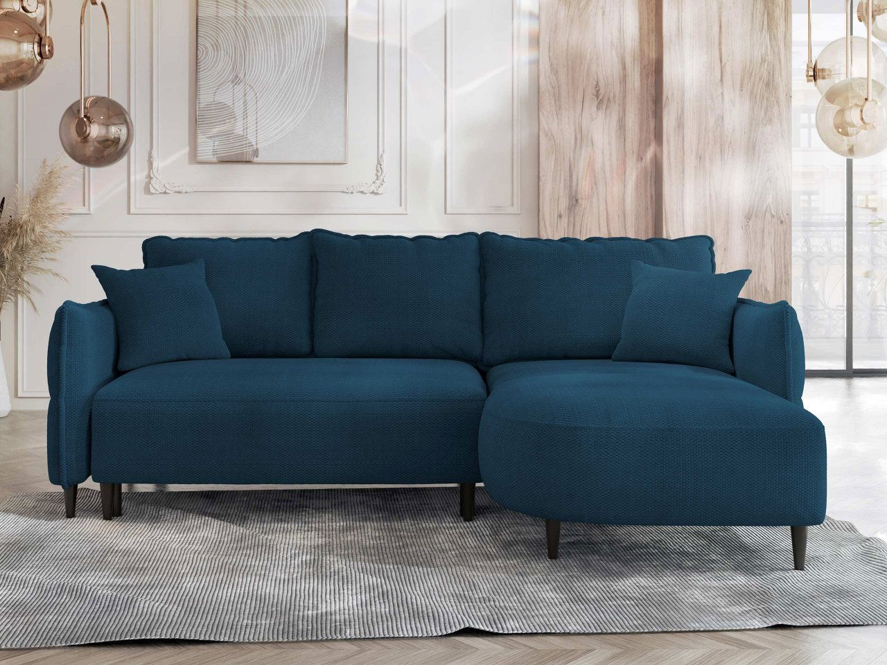 Rohová sedačka Evorde (modrá) (s úl. prostorem) (P)