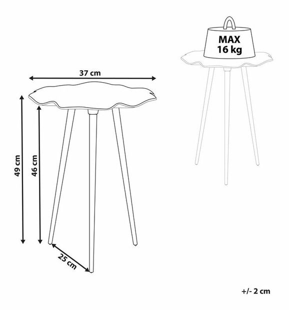 Příruční stolek Pudl (zlatá)