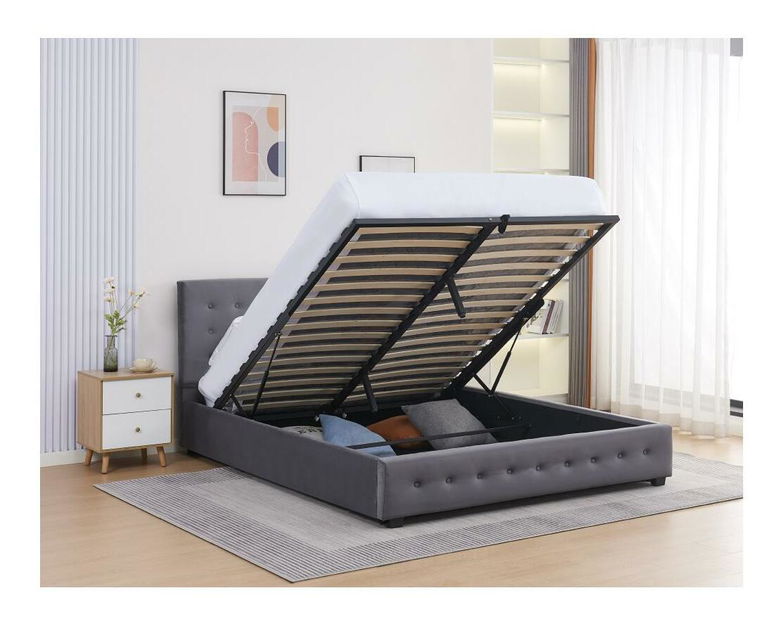 Manželská postel 180 cm Marcaje (šedá) (s roštem) (s úl. prostorem)