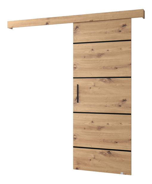Posuvné dveře 90 cm Sharlene IV (dub artisan + dub artisan + černá)