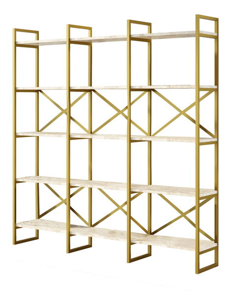 Regál Vega 6 (Bílý mramor + Zlatá)