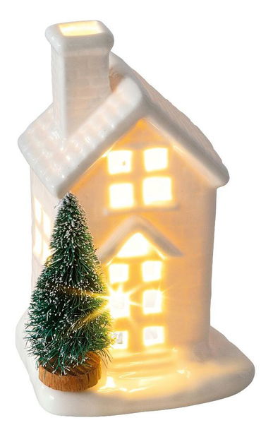 Porcelánový domeček LED 11,5cm RXL 391 (bílá)