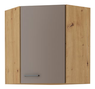 Rohová horní kuchyňská skříňka Barb 58x58 GN-72 1F (dub artisan + truflová)
