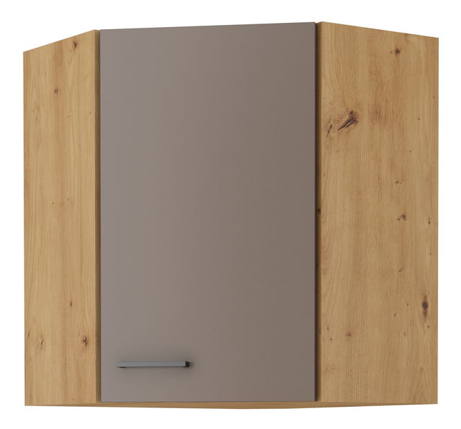 Rohová horní kuchyňská skříňka Barb 58x58 GN-72 1F (dub artisan + truflová)