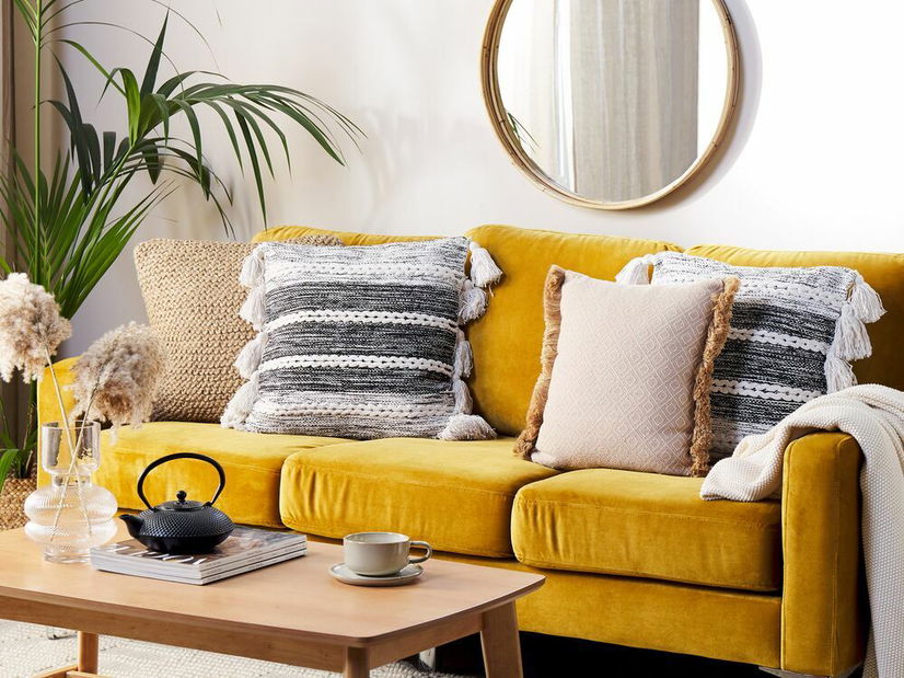 Sada 2 ozdobných polštářů 45 x 45 cm Rocha (černá + bílá)