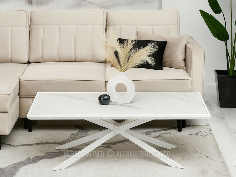 Konferenční stolek Fantoches (mramor + bílá)