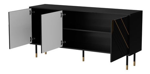 Komoda Mediana 3D (černá + zlatá)