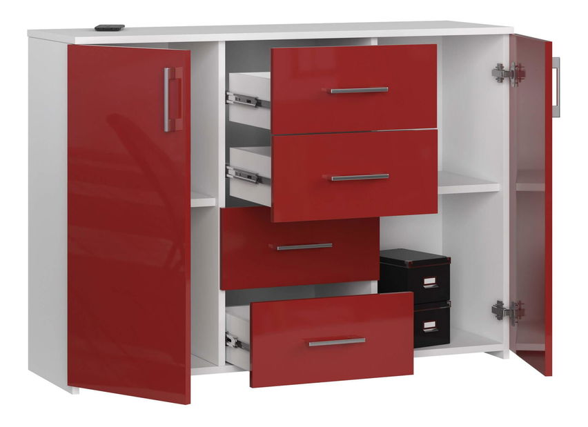 Komoda Kiran (červená lesklá)