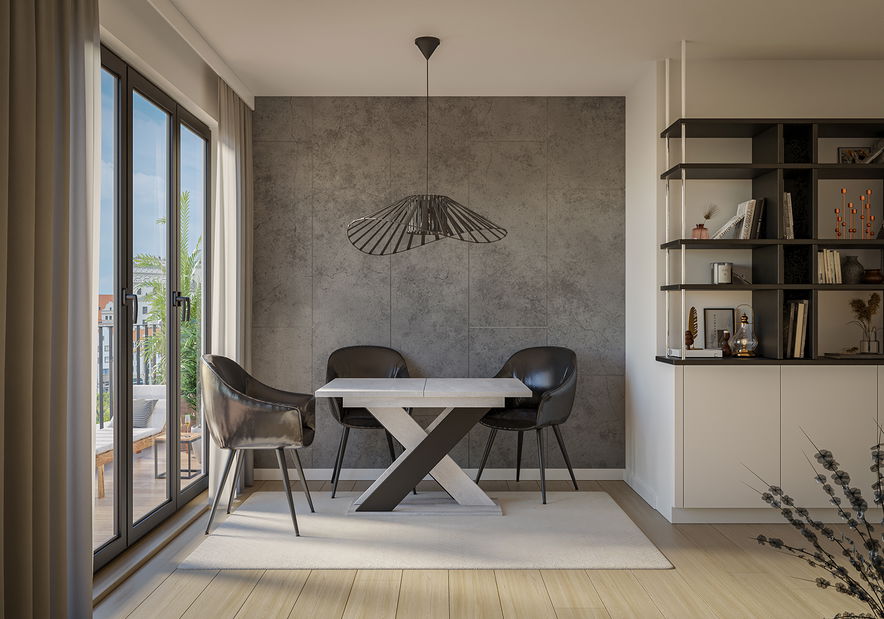 Jídelní stůl Xalin (světle šedá + černá) (pro 4 až 6 osob)