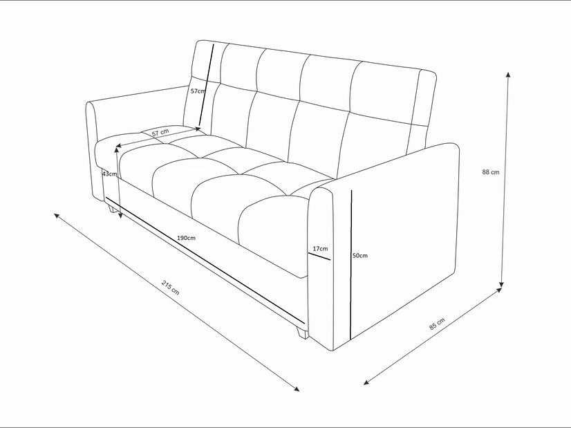 Pohovka dvousedačka Luna (černá)