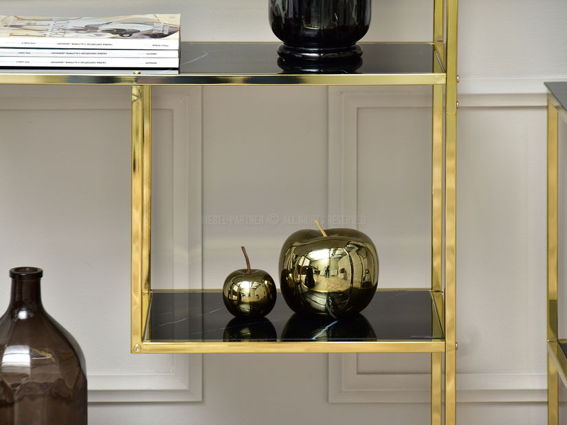 Regál Crips (černý mramor + zlatá)