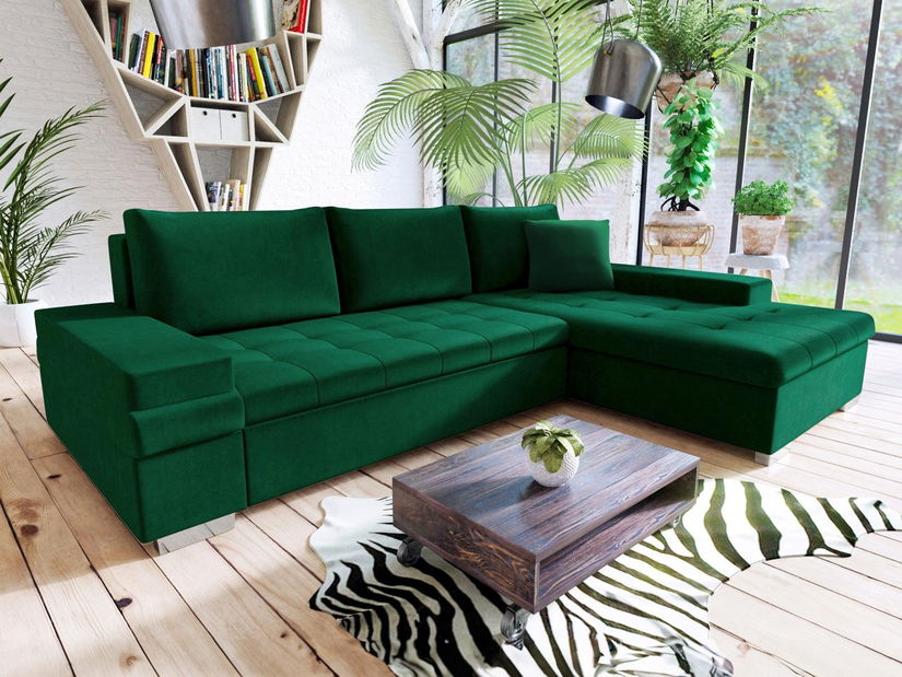Rohová sedací souprava Katana (tmavě zelená)