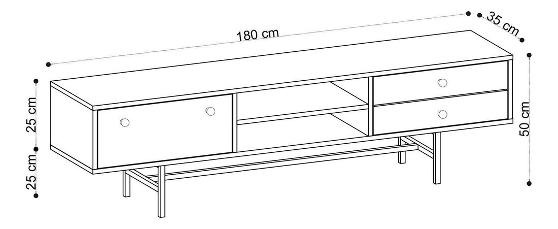 TV stolek/skříňka Odell (dub + černá)