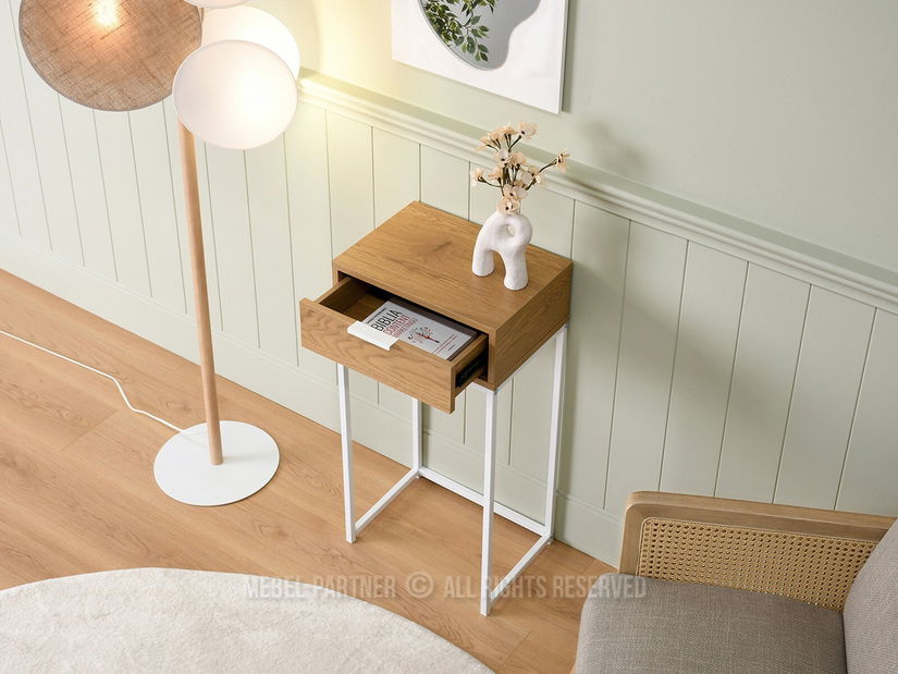 Konzolový stolek Norma S (dub + bílá)