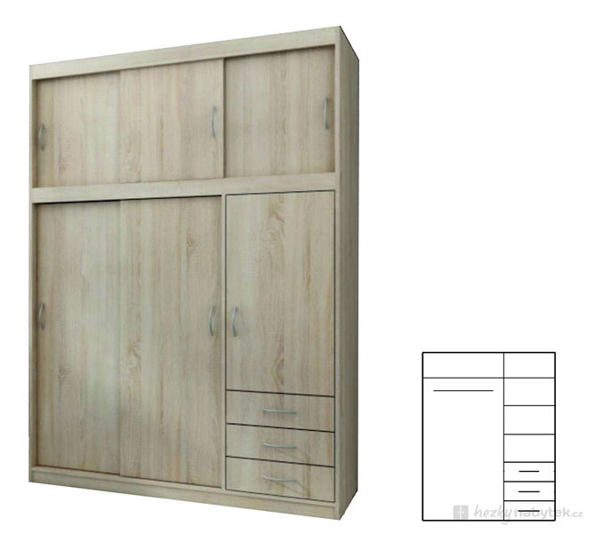Šatní skříň Karla (dub sonoma)