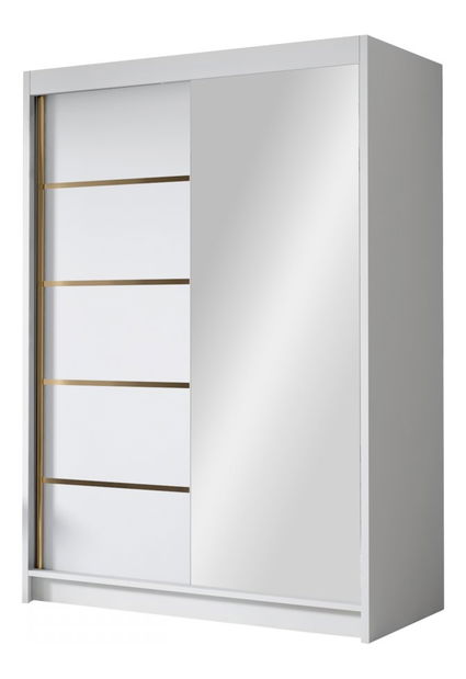 Šatní skříň s posuvnými dveřmi Varentona III 120 (kašmír + zlatá) (se zrcadlem)