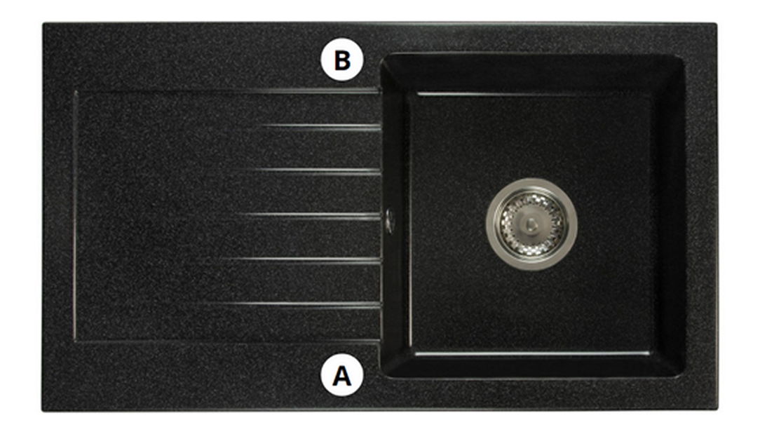 Kuchyňský dřez Lemmion (šedá) (se 2 otvory pro baterii) (L)