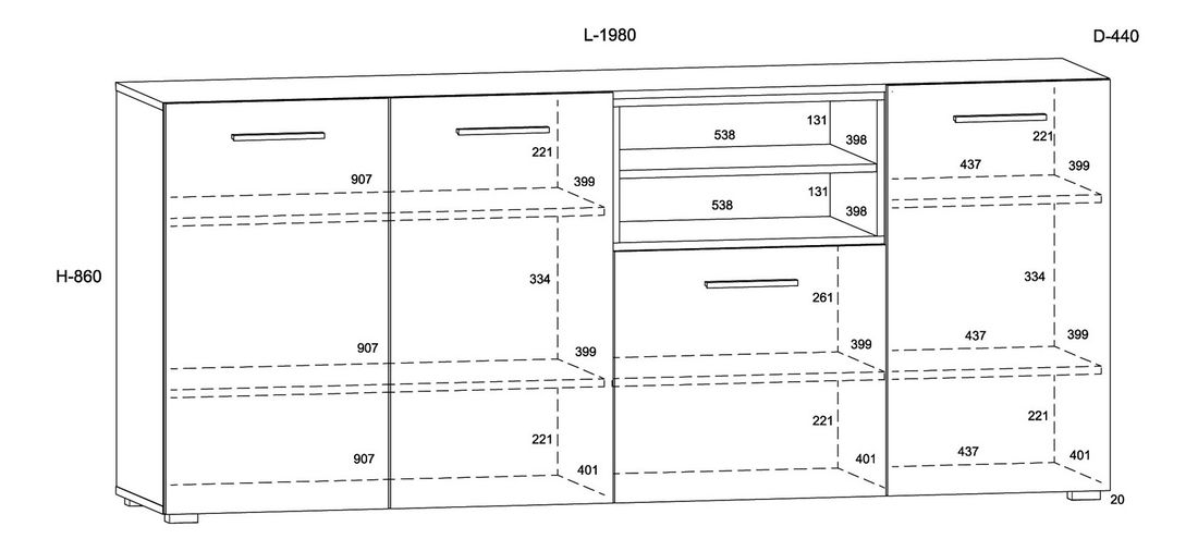 Skříňka Anikka 198 (dub artisan + matná černá)