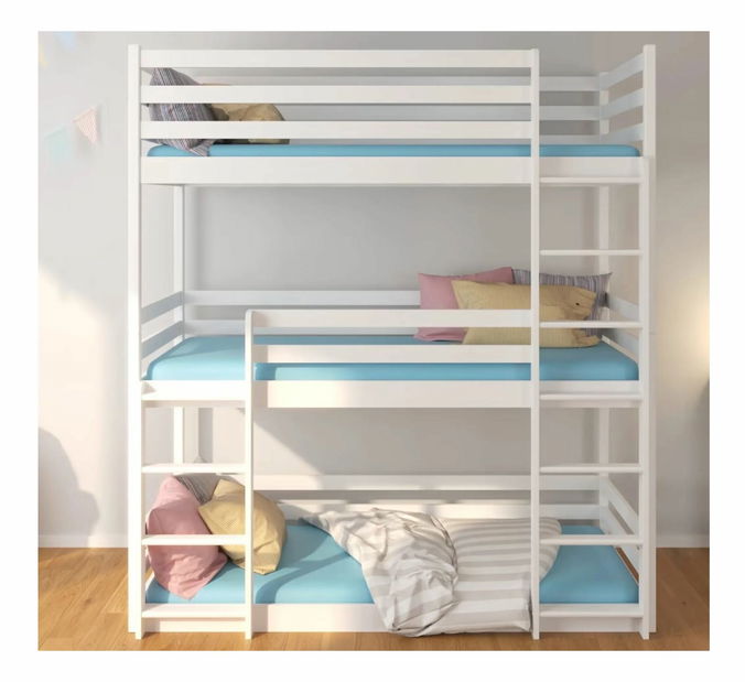 Patrová dětská postel 180x80 cm Teodor (s roštem a matrací) (bílá)