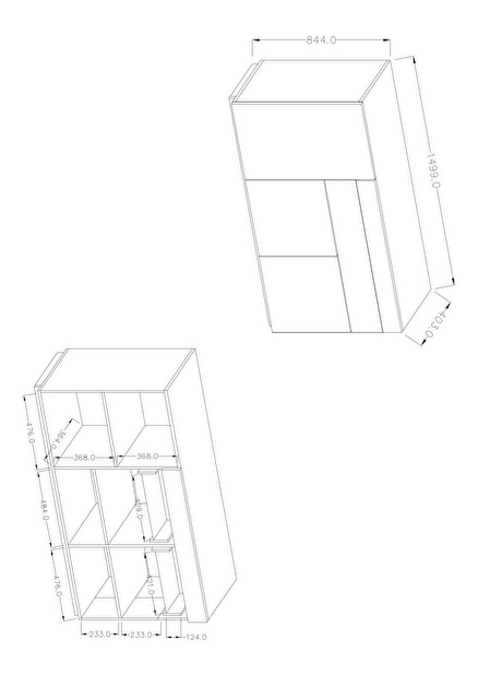 Komoda Stacey Typ 43 (beton + bílá)