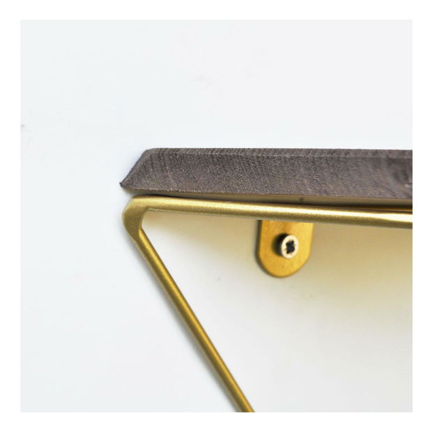 Dekorativní nástěnná police Duvelo 18 (ořech + zlatá)