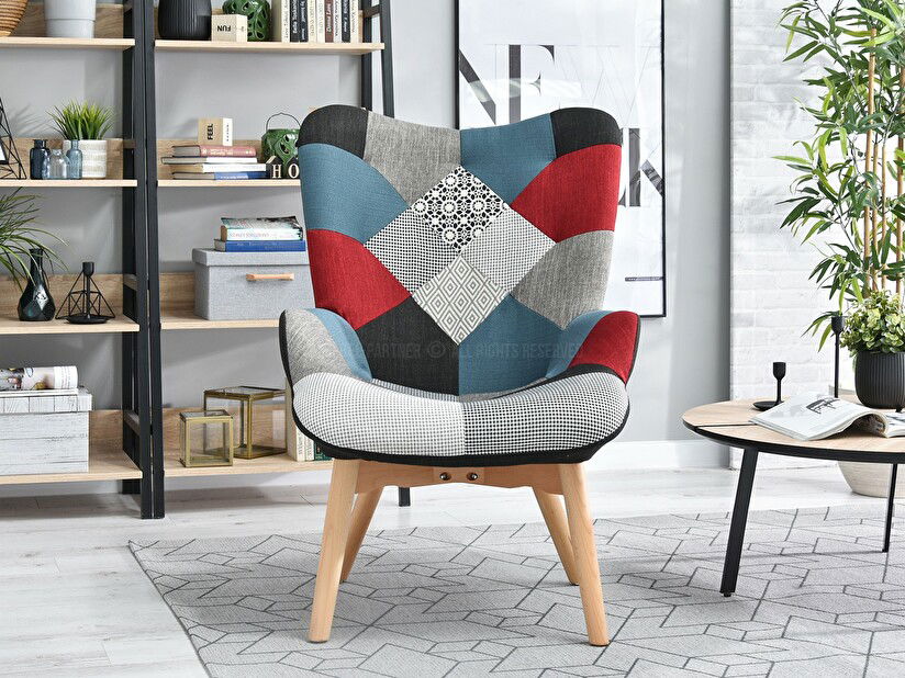 Křeslo Nutri (patchwork + černá)