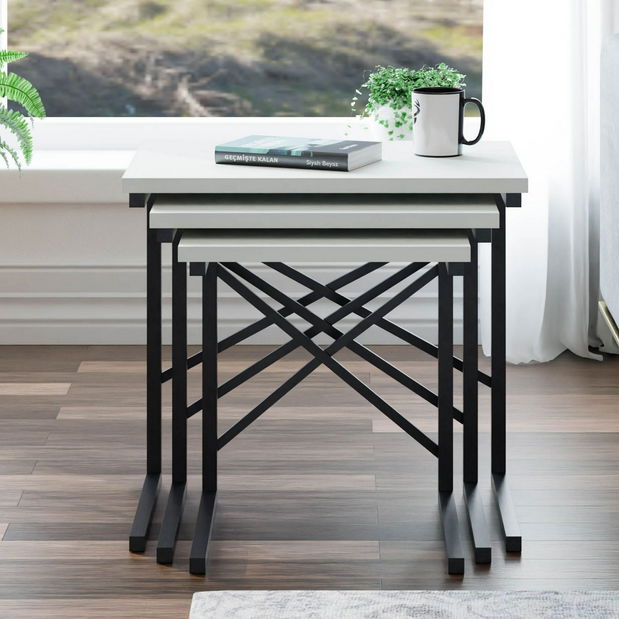 Set konferenčních stolků Zigmund (Bílá) *výprodej