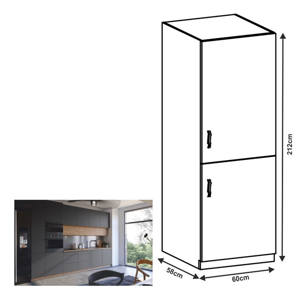 Potravinová kuchyňská skříňka D60R Langari (dub artisan + šedá matná) (P)