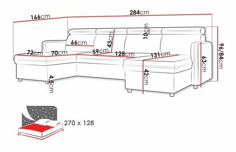 Rohová sedačka U Nevoros U (šedá) (s úl. prostorem)