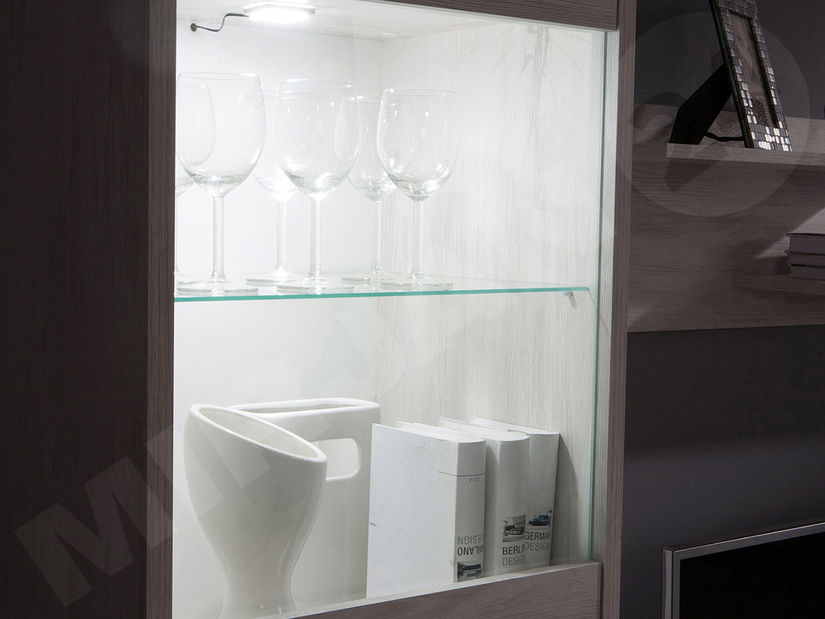 Vitrína Vordeko VD16 (dub monastery + černý lesk)