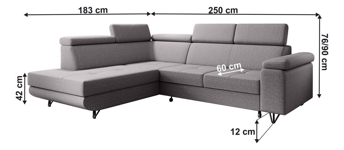 Rozkládací sedací souprava Jopo (světle šedá) (L) 