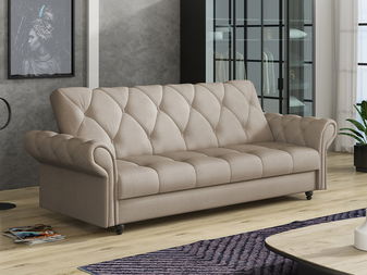 Rozkládací pohovka Nyzopo (béžová) (s úl. prostorem)