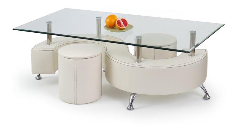 Konferenční stolek Noe 3 H bílá (s taburetky) (bílá)