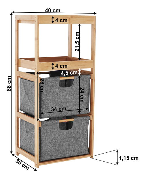 Regál Kendra (bambus + šedá)