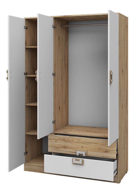 Nábytek do studentského pokoje Maximos V (dub světlý + tyrkysový + bílý)