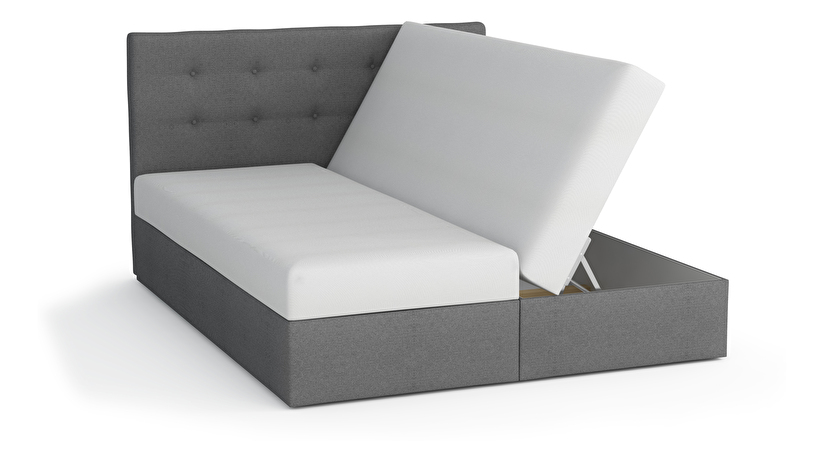 Manželská postel Boxspring 160 cm Porto Comfort (tmavě hnědá) (s matrací a úložným prostorem)