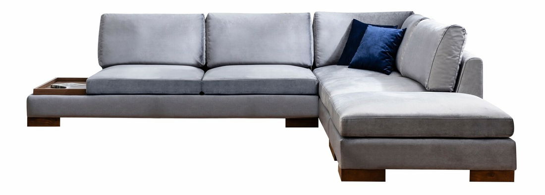 Rohová sedací souprava s taburetkou Tullia (tmavě šedá) (P)