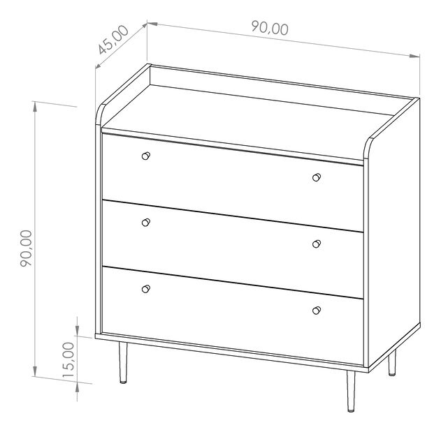 Komoda Vasecta K3SZ (dub brandy castello)
