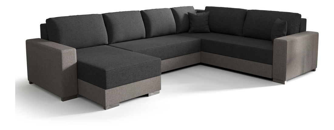 Rohová sedačka ve tvaru U- Pearle 3 (tmavě šedá + šedá) (P)