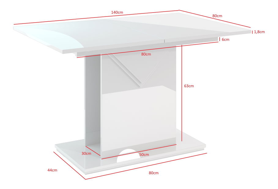 Jídelní stůl Tonfir (světle šedá + lesk bílý) (pro 6 až 8 osob)