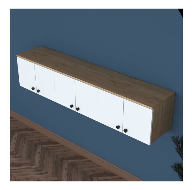 Závěsná skříňka Eladona 3 (ořech + bílá + černá)