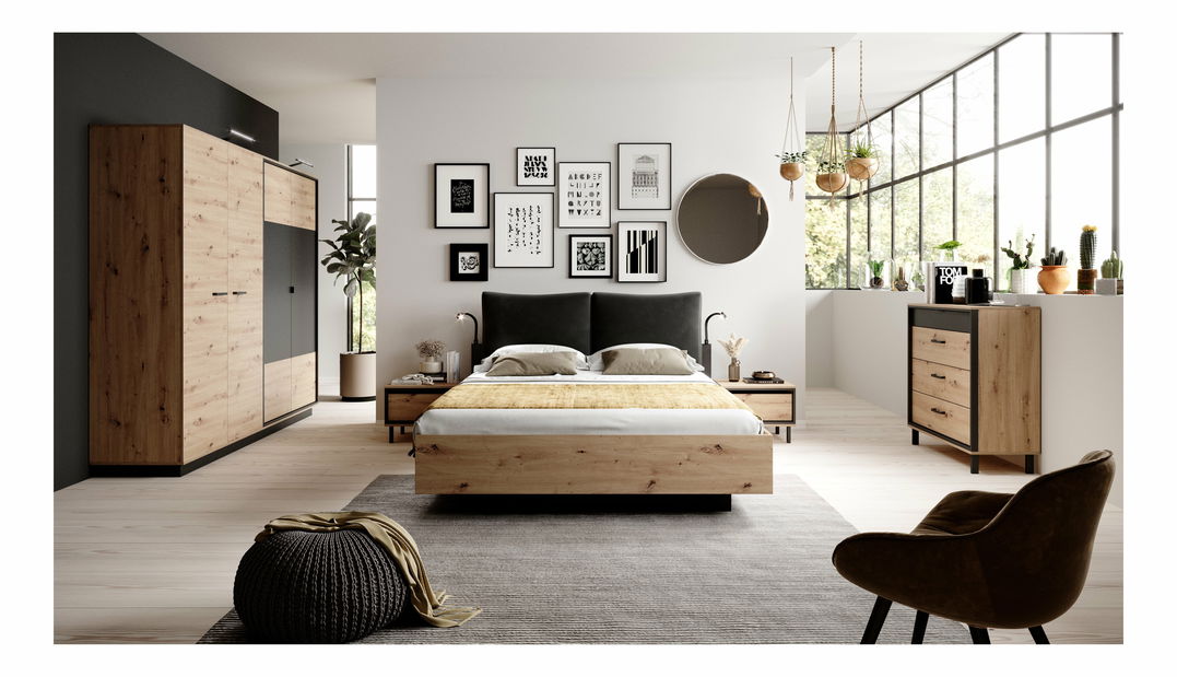 Set 2 ks. nočních stolků Nedra J (dub artisan + antracit)